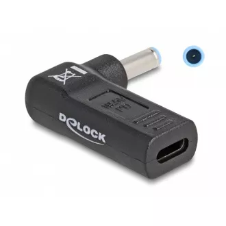 Delock: Adapter za kabel za polnjenje prenosnega računalnika, iz vtičnice USB Type-C na vtič HP 4,5 x 3,0 mm, pod kotom 90° Delock: Adapter za kabel za polnjenje prenosnega računalnika, iz vtičnice USB Type-C na vtič HP 4,5 x 3,0 mm, pod kotom 90°