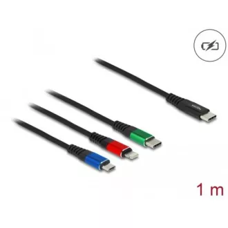 Delock USB 3-v-1 USB Type-C™ na Lightning™ / Micro USB / USB Type-C™ Polnilni kabel, 1 m Delock USB 3-v-1 USB Type-C™ na Lightning™ / Micro USB / USB Type-C™ Polnilni kabel, 1 m