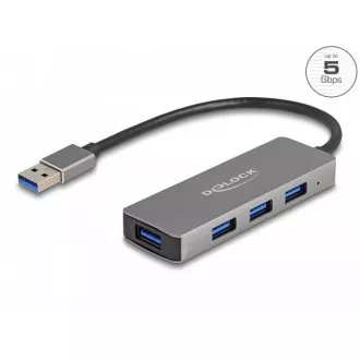 Delock 4-portno vozlišče USB 3.2 Gen 1 s priključkom USB tipa A - Vrata USB tipa A na strani