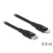 Delock USB Type-C™ na Lightning™ podatkovni in polnilni kabel za iPhone™, iPad™ in iPod™ črn 0,5 m MFi