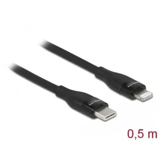 Delock USB Type-C™ na Lightning™ podatkovni in polnilni kabel za iPhone™, iPad™ in iPod™ črn 0,5 m MFi