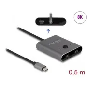 Delock Switch USB 10 Gb/s USB Type-C™, 2 na 1, dvosmerno, 8K