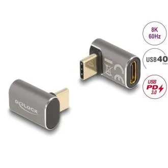 Delock USB-adapter 40 Gbps USB Type-C PD 3.0 100 W, moški na ženski, pravokoten, 8K 60 Hz, kovinski Delock USB-adapter 40 Gbps USB Type-C PD 3.0 100 W, moški na ženski, pravokoten, 8K 60 Hz, kovinski