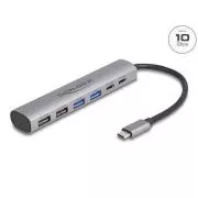 Delock 6 vratno vozlišče USB s 4 x vtičnicami USB tipa A in 2 x vtičnicami USB tipa C™