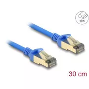 Delock Omrežni kabel RJ45, Cat.8.1, F/FTP, tanek, 0,3 m, moder