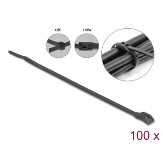 Delock Kabelska kravata z ravno glavo, L 205 x Š 2,5 mm, 100 kosov črna Delock Kabelska kravata z ravno glavo, L 205 x Š 2,5 mm, 100 kosov črna