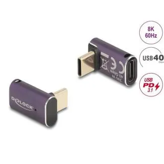 Delock USB-adapter 40 Gbps USB Type-C PD 3.1 240 W, moški na ženski, pravokoten, 8K 60 Hz, kovinski