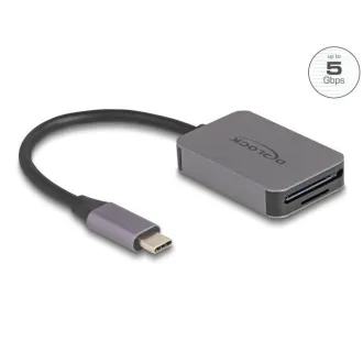 Delock Bralnik kartic z USB Type-C™ v aluminijastem ohišju za pomnilniške kartice SD ali Micro SD