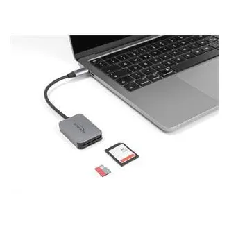 Delock Bralnik kartic z USB Type-C™ v aluminijastem ohišju za pomnilniške kartice SD ali Micro SD