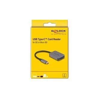 Delock Bralnik kartic z USB Type-C™ v aluminijastem ohišju za pomnilniške kartice SD ali Micro SD