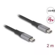 Delock USB 40 Gbps USB Type-C™ kabel moški do moški PD 3.1 240 W E-Marker 2 m siva kovinska