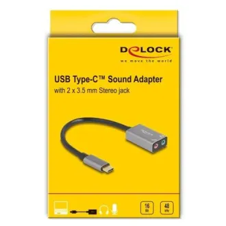 Delock Zunanja zvočna kartica USB Type-C™ z avdio adapterjem Plug & Play, 2 x 3,5 mm stereo priključek Delock Zunanja zvočna kartica USB Type-C™ z avdio adapterjem Plug & Play, 2 x 3,5 mm stereo priključek
