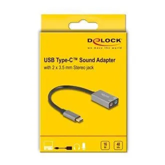 Delock Zunanja zvočna kartica USB Type-C™ z avdio adapterjem Plug & Play, 2 x 3,5 mm stereo priključek Delock Zunanja zvočna kartica USB Type-C™ z avdio adapterjem Plug & Play, 2 x 3,5 mm stereo priključek