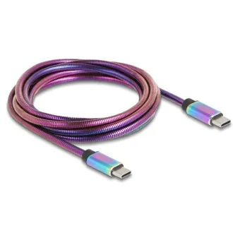 Delock Kabel USB 2.0 do USB Type-C™ od vtiča do vtiča, mavrični kovinski plašč, PD 3.0, 60 W, 2 m Delock Kabel USB 2.0 do USB Type-C™ od vtiča do vtiča, mavrični kovinski plašč, PD 3.0, 60 W, 2 m