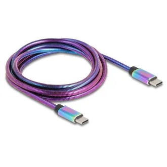 Delock Kabel USB 2.0 do USB Type-C™ od vtiča do vtiča, mavrični kovinski plašč, PD 3.0, 60 W, 2 m Delock Kabel USB 2.0 do USB Type-C™ od vtiča do vtiča, mavrični kovinski plašč, PD 3.0, 60 W, 2 m