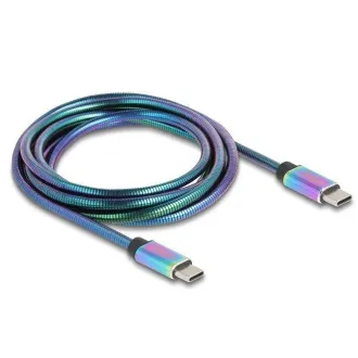 Delock Kabel USB 2.0 do USB Type-C™ od vtiča do vtiča, mavrični kovinski plašč, PD 3.0, 60 W, 2 m Delock Kabel USB 2.0 do USB Type-C™ od vtiča do vtiča, mavrični kovinski plašč, PD 3.0, 60 W, 2 m