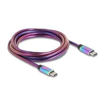 Delock Kabel USB 2.0 do USB Type-C™ od vtiča do vtiča, mavrični kovinski plašč, PD 3.0, 60 W, 2 m Delock Kabel USB 2.0 do USB Type-C™ od vtiča do vtiča, mavrični kovinski plašč, PD 3.0, 60 W, 2 m