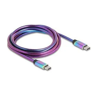 Delock Kabel USB 2.0 do USB Type-C™ od vtiča do vtiča, mavrični kovinski plašč, PD 3.0, 60 W, 2 m Delock Kabel USB 2.0 do USB Type-C™ od vtiča do vtiča, mavrični kovinski plašč, PD 3.0, 60 W, 2 m