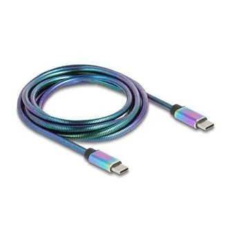 Delock Kabel USB 2.0 do USB Type-C™ od vtiča do vtiča, mavrični kovinski plašč, PD 3.0, 60 W, 2 m Delock Kabel USB 2.0 do USB Type-C™ od vtiča do vtiča, mavrični kovinski plašč, PD 3.0, 60 W, 2 m