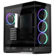 Endorfy Fishtank 6000 Corona, ohišje, E-ATX, 4× ARGB 120 mm ventilatorji, 2× USB 3.0, 1× USB-C, panoramski pogled, steklena stranska in sprednja stena, ozko