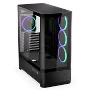 Endorfy Aquarius 8000 Corona, ohišje, E-ATX, 4× ARGB 120-mm ventilator, 2× USB 3.0, 1× USB-C, panoramsko, zaobljeno steklo, črno