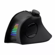 EVOLVEO TwinVerti, brezžična vertikalna ergonomska miška, osvetljena, tiha, 2,4GHz Bluetooth, črna