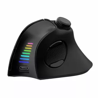 EVOLVEO TwinVerti, brezžična vertikalna ergonomska miška, osvetljena, tiha, 2,4GHz Bluetooth, črna