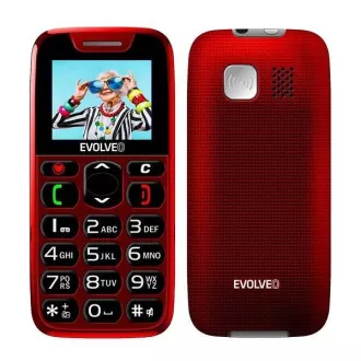 EVOLVEO EasyPhone, mobilni telefon za starejše s stojalom za polnjenje, rdeč