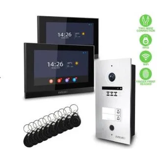 EVOLVEO DoorPhone ID-2, 2-žični videofon za dve stanovanji z RFID, bralnikom prstnih odtisov in podporo za kamere ONVIF EVOLVEO DoorPhone ID-2, 2-žični videofon za dve stanovanji z RFID, bralnikom prstnih odtisov in podporo za kamere ONVIF
