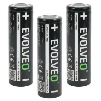 EVOLVEO LiPower 217 Max 5000 – litij-ionska baterija 21700 (3,7 V / 5000 mAh), 3 kos