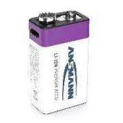 Ansmannov Li-ion 9V blok, min 340 mAh, z elektroniko za polnjenje, USB-C