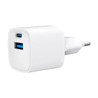 Polnilec USB Gembird, 2x vrata, 20W, hitro polnjenje, bel