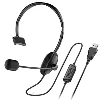 Genius HS-100U Slušalke, naglavne, za eno uho, žične, z mikrofonom, z nadzorom glasnosti, USB, črne Genius HS-100U Slušalke, naglavne, za eno uho, žične, z mikrofonom, z nadzorom glasnosti, USB, črne