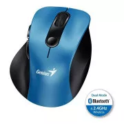 Genius Ergo 9000S, Miška, brezžična, optična, 2400DPI, 6 gumbov, Bluetooth, 2,4 GHz, USB, modra