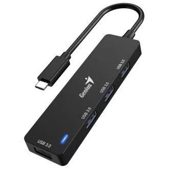 Genius UH-400 Razdelilnik USB, zunanji, USB-C na 4× USB 3.0, 15 cm, črn