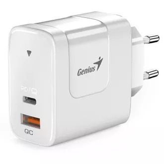 Genius PD-65AC, napajalnik, univerzalni, 65 W, 1 × USB-C, 1 × USB, PD 3.0, QC 3.0, bel Genius PD-65AC, napajalnik, univerzalni, 65 W, 1 × USB-C, 1 × USB, PD 3.0, QC 3.0, bel