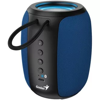 Genius SP-915BT Zvočnik, brezžični, Bluetooth, 5 W, osvetlitev LED, USB-C, do 6 ur delovanja baterije, mikrofon, podpora za Copilot, modro-črno