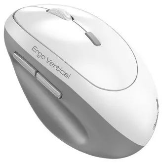 Genius Ergo 8350S, miška, brezžična, optična, navpična, 2400DPI, 6 gumbov, tiha, Copilot, 2,4 GHz, Bluetooth 5.3, bela