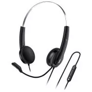 Genius HS-220U AI, slušalke, slušalke, žične, z mikrofonom, upravljanjem glasnosti, Copilot, 1× USB-C, črne in srebrne barve