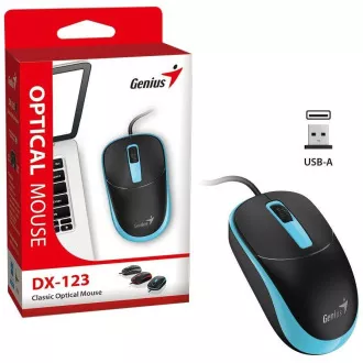 Genius DX-123 Miška, žična, optična, 1200DPI, 3 gumbi, USB, črna in modra Genius DX-123 Miška, žična, optična, 1200DPI, 3 gumbi, USB, črna in modra
