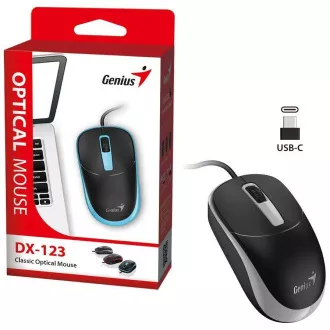 Genius DX-123 Miška, žična, optična, 1200DPI, 3 gumbi, USB-C, črno-siva Genius DX-123 Miška, žična, optična, 1200DPI, 3 gumbi, USB-C, črno-siva