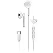 Genius HS-M366 Naglavne slušalke, žične, v ušesa, mikrofon, nadzor glasnosti, 360° vrtljiva sponka, USB-C, bele barve