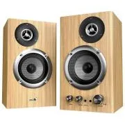 Genius SP-HF1812BT Zvočniki, 2.0, 50 W, Bluetooth 5.3, 3,5-mm priključek, leseni, svetlo rjavi