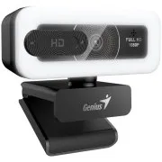 Spletna kamera Genius FaceCam Light, Full HD 1080p, LED-osvetlitev, vgrajen mikrofon, zaslonka za zasebnost, USB/C, črna