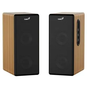 Genius SP-HF1220BT Zvočniki, 2.0, 45 W, 3,5-mm priključek, Bluetooth, leseni, nastavitev basov in visokih tonov, izhod za slušalke, rjavo-črni Genius SP-HF1220BT Zvočniki, 2.0, 45 W, 3,5-mm priključek, Bluetooth, leseni, nastavitev basov in visokih tonov, izhod za slušalke, rjavo-črni