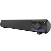 Genius 220BT, zvočnik, zvočna letev, 4 W RMS, Bluetooth, USB/USB-C, AUX (3,5-mm priključek), izhod za slušalke, črn