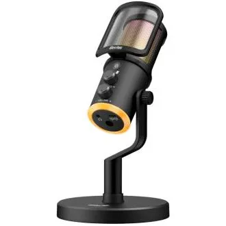 Genius MIC-S400U, mikrofon, za spletno oddajanje, kardioidni, kondenzatorski, RGB LED, pop filter, USB, USB-C, 1,8 m, črn