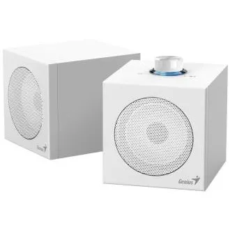 Genius SP-HF300U, zvočniki, 2.0, 4 W RMS, USB-A, USB-C, 2-palčni zvočni pretvorniki, leseni, nastavitev glasnosti, beli