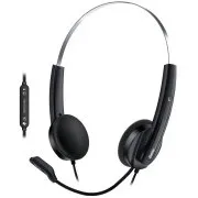 Genius HS-220U AI, slušalke, žične, z mikrofonom, upravljanje glasnosti, Copilot, USB, 2,4 m kabel, črne