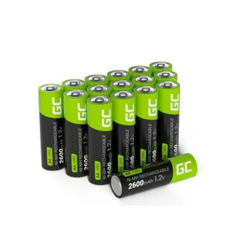 Zelena celica 16x akumulatorska baterija AA HR6 2600mAh Ni-MH